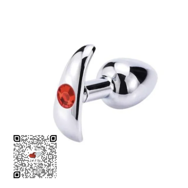 plug-metalico-ancla-gem-roja Plug anal metálico ancla con gema roja decorativa acero inoxidable base circular