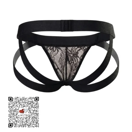 x3ME suspensorio doble soporte negro encaje lace vista trasera levanta y redondea las nalgas